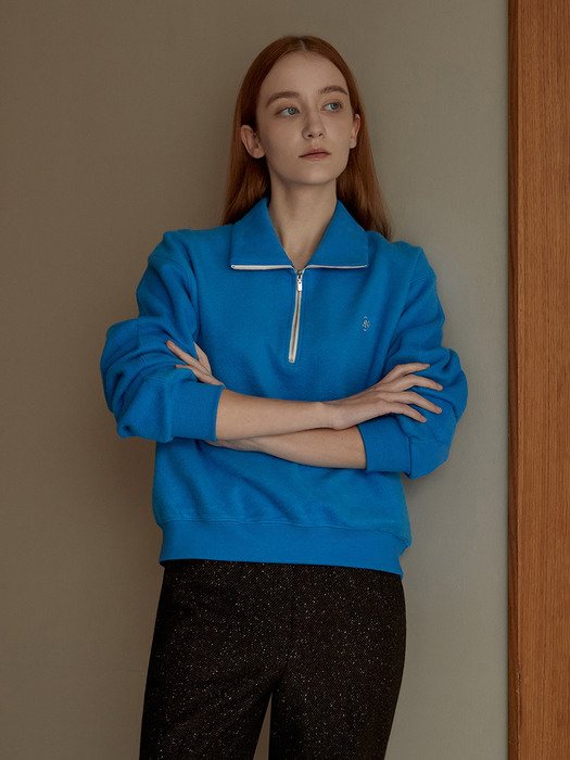 Half zip-up sweatshirt (blue)