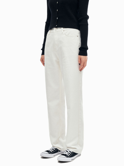 LW131 ESSENTIAL STRAIGHT COTTON PANTS_WHITE