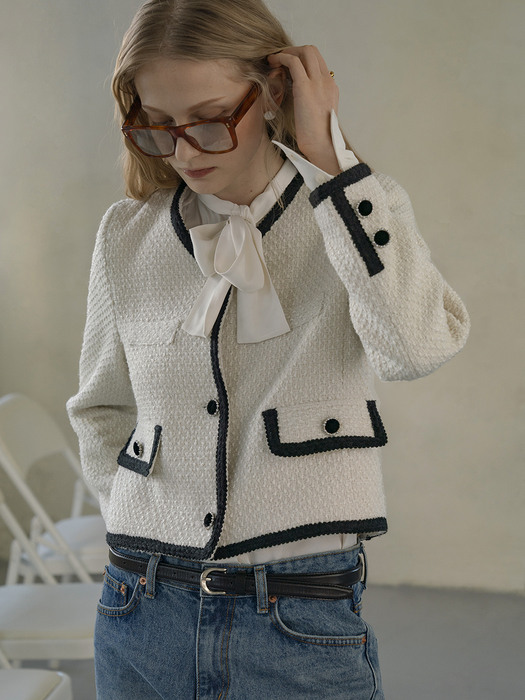 SI OT 4036 classic boucle tweed jacket_Ivory