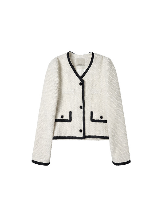 SI OT 4036 classic boucle tweed jacket_Ivory