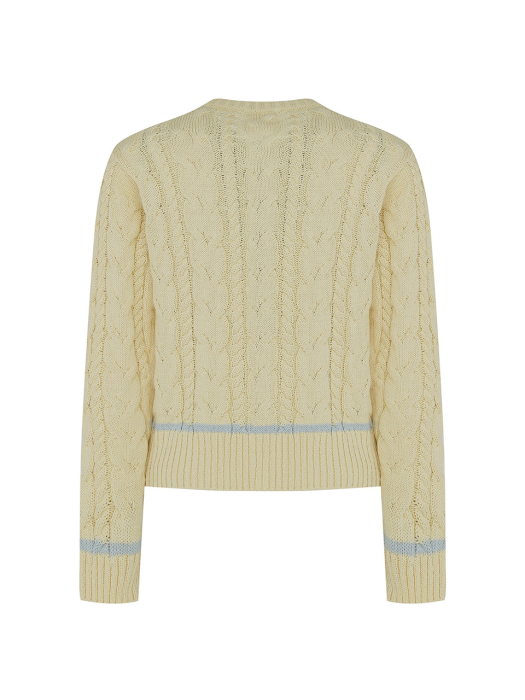 Cotton cable cardigan-Light Yellow