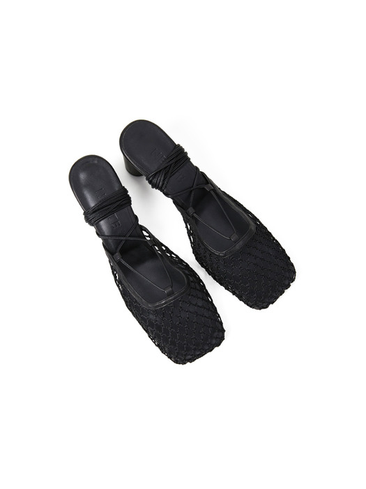 60mm Bloom Mesh Lace-up Sandal (BLACK)