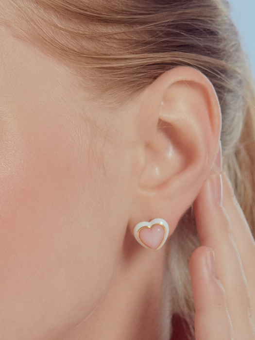 Color trim Heart Pearl Earring EC1908