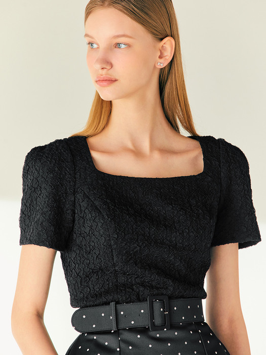 NINA Square neck blouse (Black)
