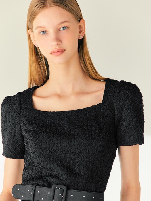 NINA Square neck blouse (Black)