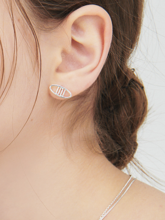 Tiny Ellipse Silver Earring Ie265 [Silver]