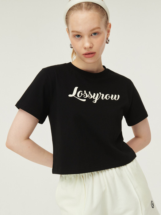 Logo Crop Half Sleeve T-Shirt [black]