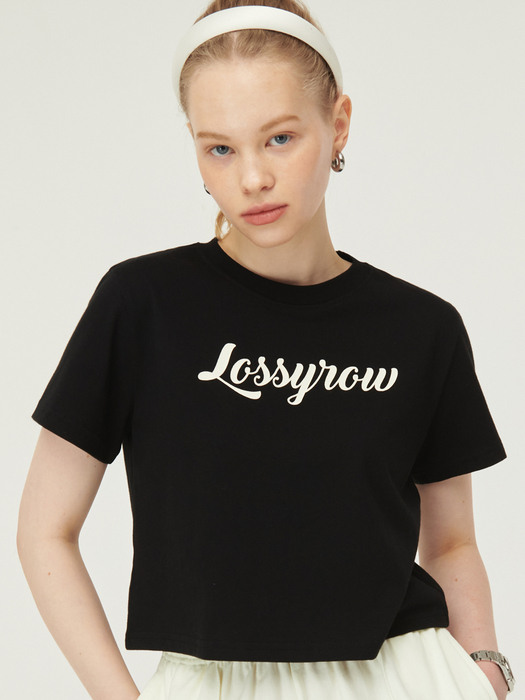 Logo Crop Half Sleeve T-Shirt [black]