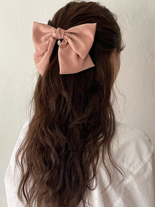 [단독] oar Vintage Cameo Satin Wide Ribbon Barrette [Pink] 빈티지 카메오 샤틴 와이드 리본핀