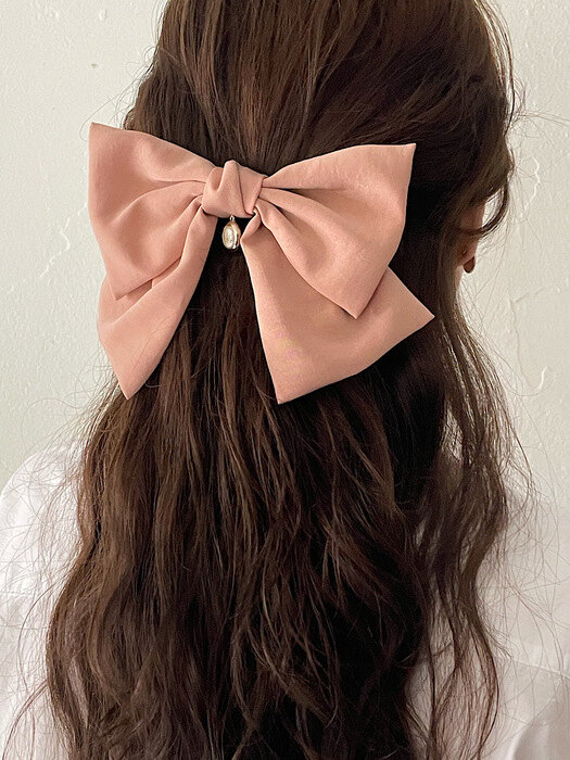 [단독] oar Vintage Cameo Satin Wide Ribbon Barrette [Pink] 빈티지 카메오 샤틴 와이드 리본핀