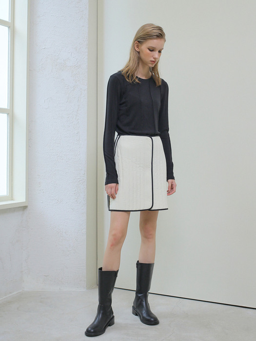 QUILTED ZIP-UP SKIRT / IVORY