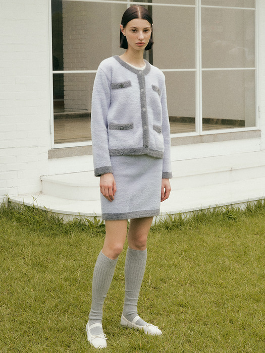 V. [set] cotton candy knit cardigan + skirt (violet)