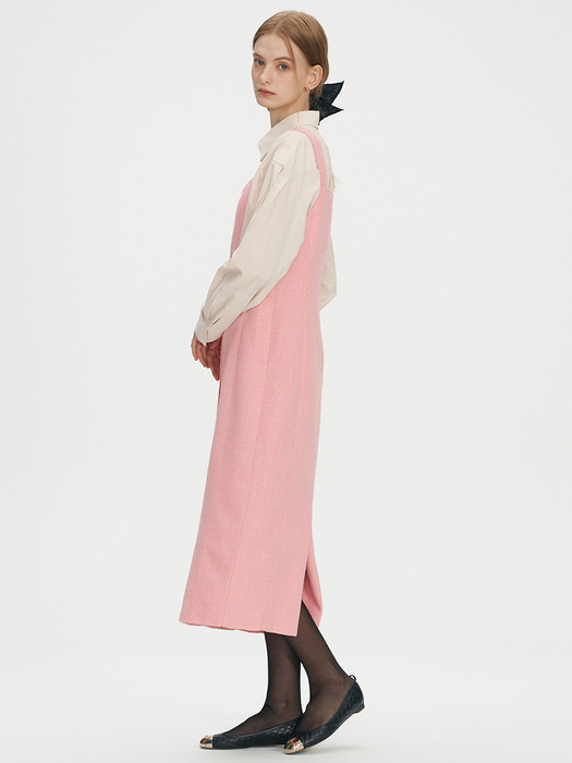 Tweed layered dress - Pink