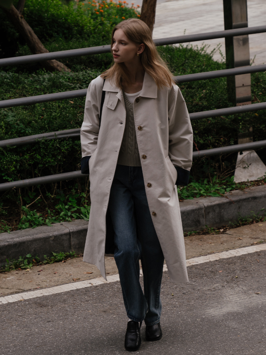 Roll up point trench coat_Ivory