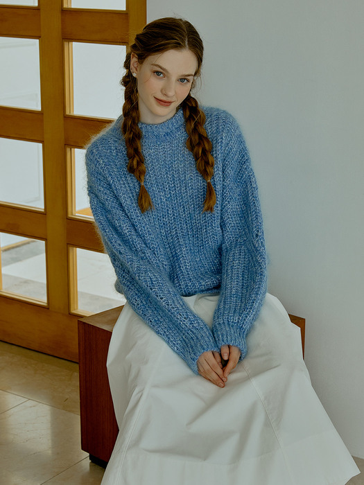 Ribbed mohair mix knit (blue)
