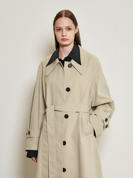 A LINED LONG TRENCH_YELLOW BEIGE