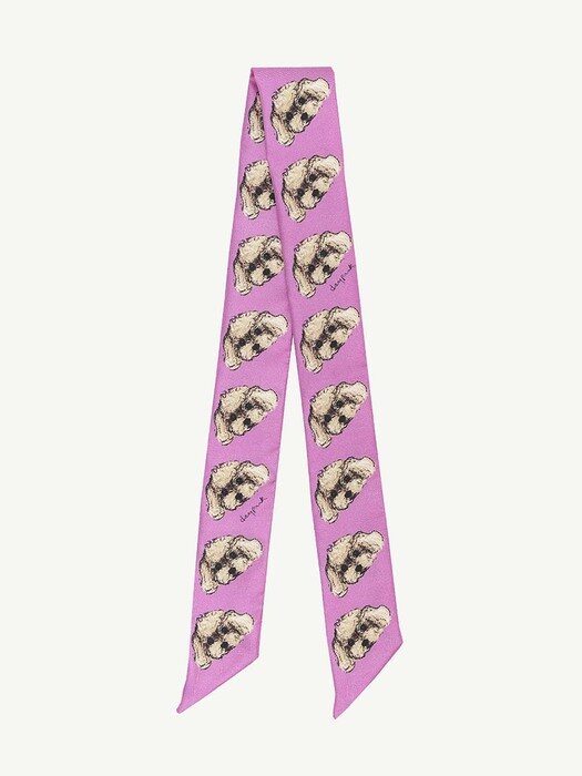 POODLES (Cupid) silk ribbon scarf