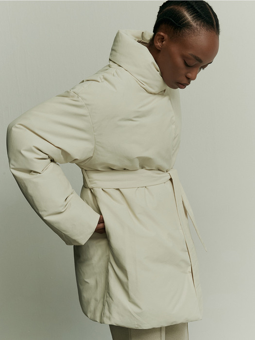 BELTED PADDED DOWN COAT IVORY