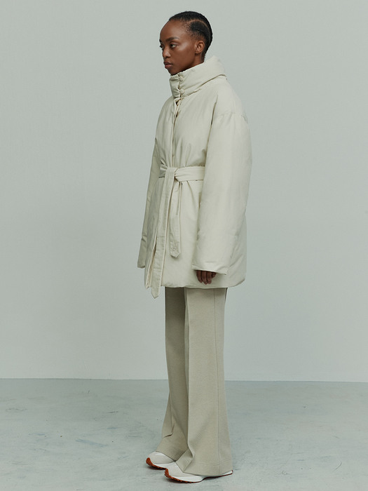 BELTED PADDED DOWN COAT IVORY