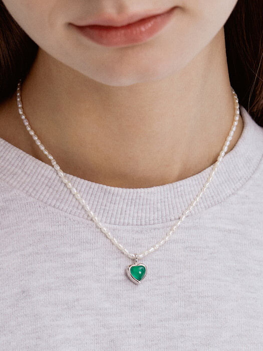 [단독]Colored Heart Pearl Necklace NZ2023