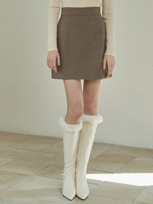j1093 wool mini skirt (gray brown)