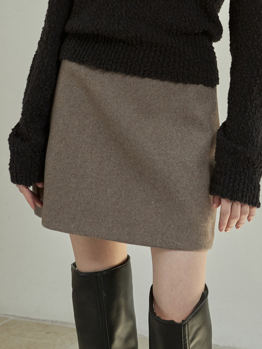 j1093 wool mini skirt (gray brown)