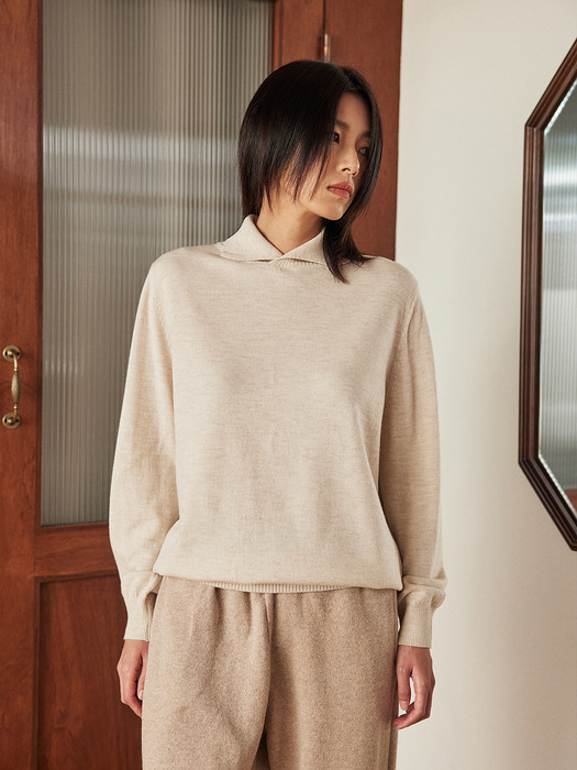 HOMMAGE TURTLE NECK KNIT [BEIGE]