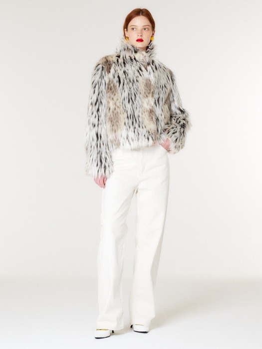 LOEPARD ECO-FUR SHORT COAT(WHITE)