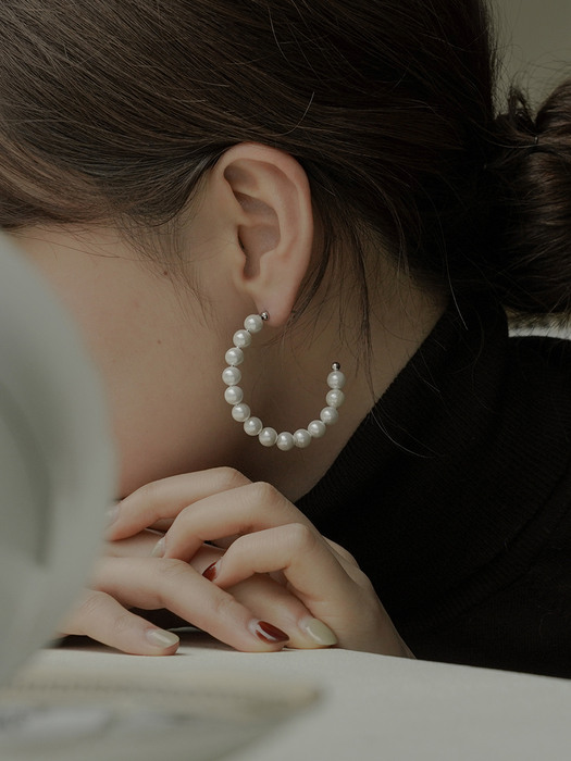 [Silver925] Topkapi Pearl Hoop Earrings
