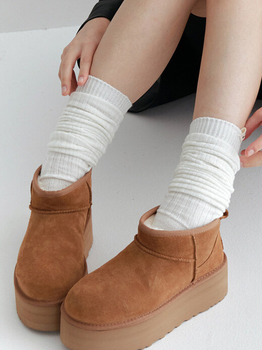 Basic Soft Wool Libbed Knee Socks
