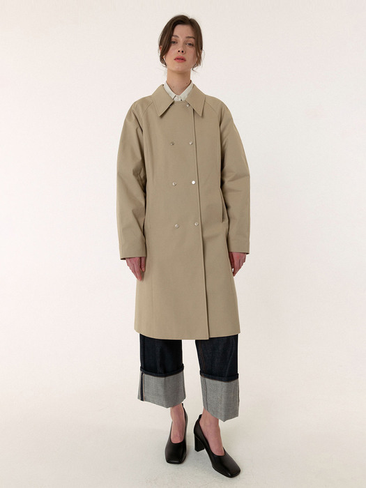  SS23 Cotton Gabardine Car Coat Greenish-Beige