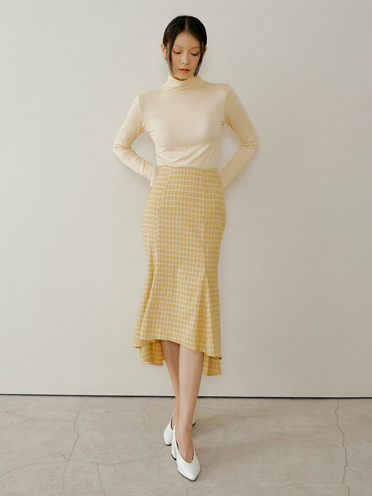 POD CHECK PANEL LONG SKIRT YELLOW