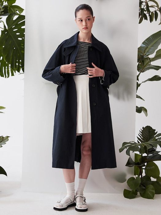 Signature Belted Volume Trench Coat  Navy (KE3230M02R)