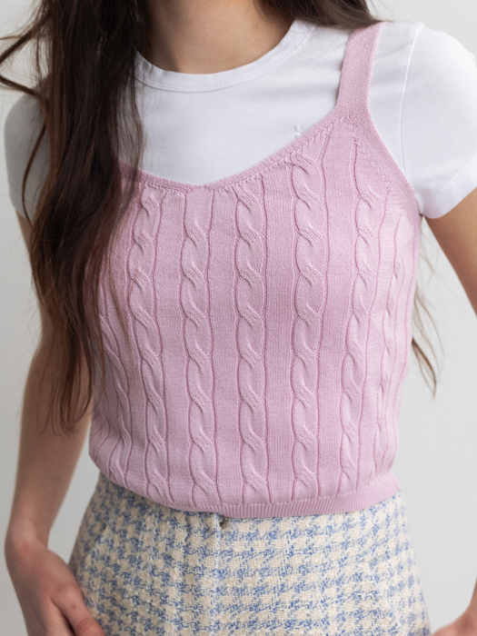 Sleeveless Cable-knit Sweater Blossom Pink (JWSW3E907P2)