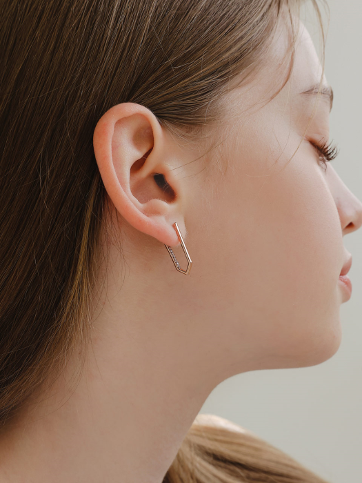 Angular U-shaped Mini Cubic Earrings M03776