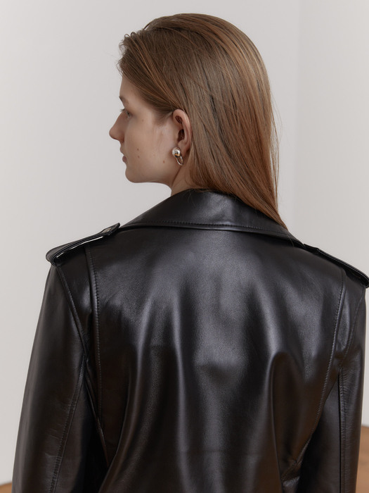 EQUILIBRE Italian Lambs Leather Rider Jacket_Black