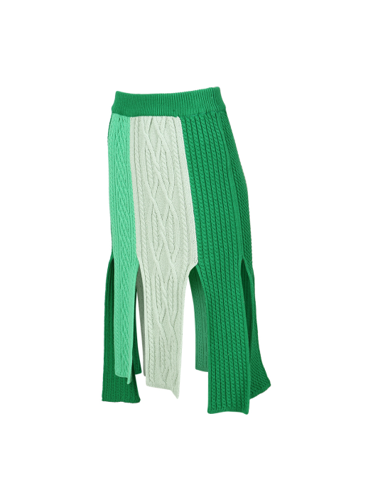 (WOMEN) PAOLA KNITTED PANELLED SKIRT apa598w(GREEN)