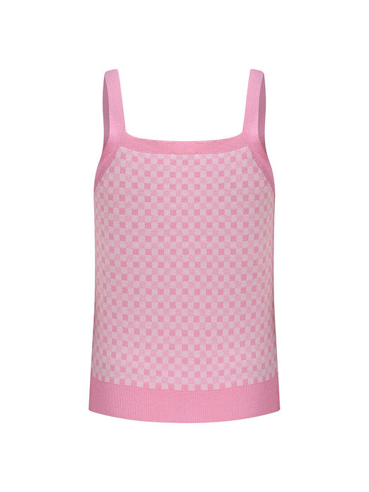 Gingham Check Sleeveless Knit Top-3color