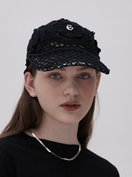 Floral Ball Cap_Black