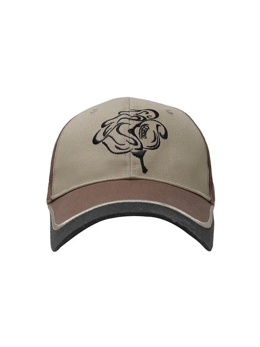 CONTRAST ROSE BALL CAP / BROWN