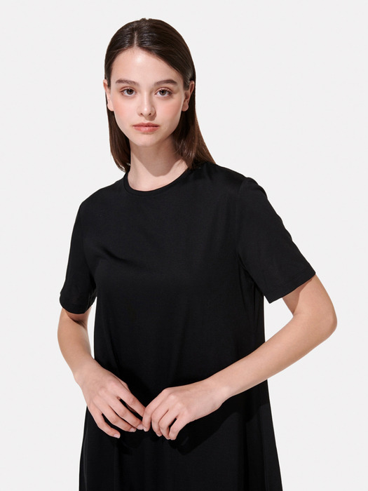 Glossy Tencel ™ Cotton Dress_Black