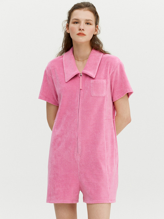 NOLA Terry zip-up jumpsuit (Pink)