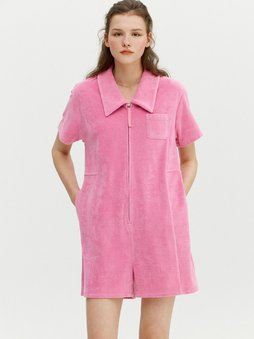 NOLA Terry zip-up jumpsuit (Pink)