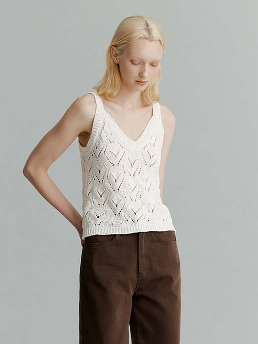 Crochet Sleeveless Knit(Ivory)