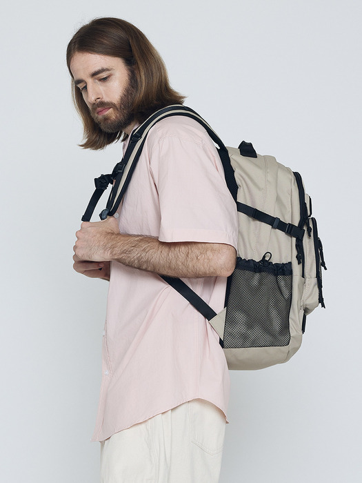 CB DOUBLE STRAP POCKET BACKPACK (BEIGE)