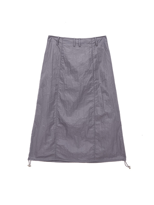 GLOSSY VOLUME MIDI SKIRT IN VIOLET