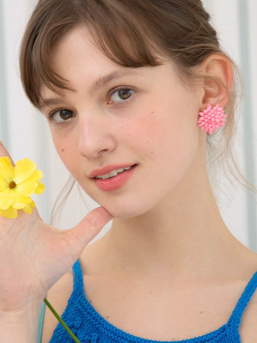 poping flower earrings (PINK)