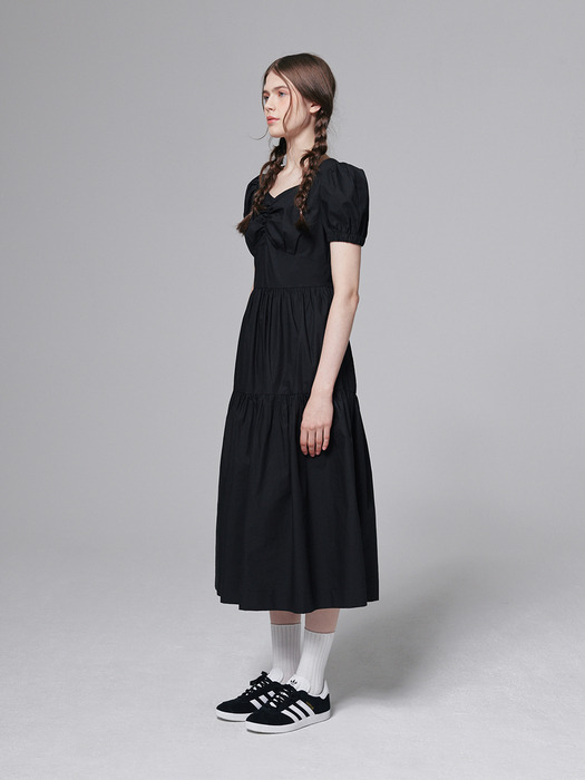 Cotton tiered dress - Black
