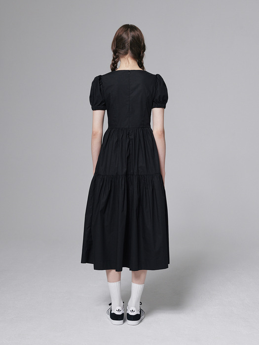 Cotton tiered dress - Black