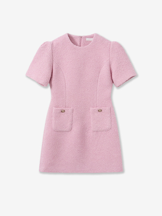 puff tweed mini dress_pink